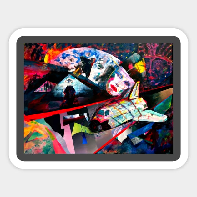 Moon Shot in Outer Space Sticker by DonWillisJrArt